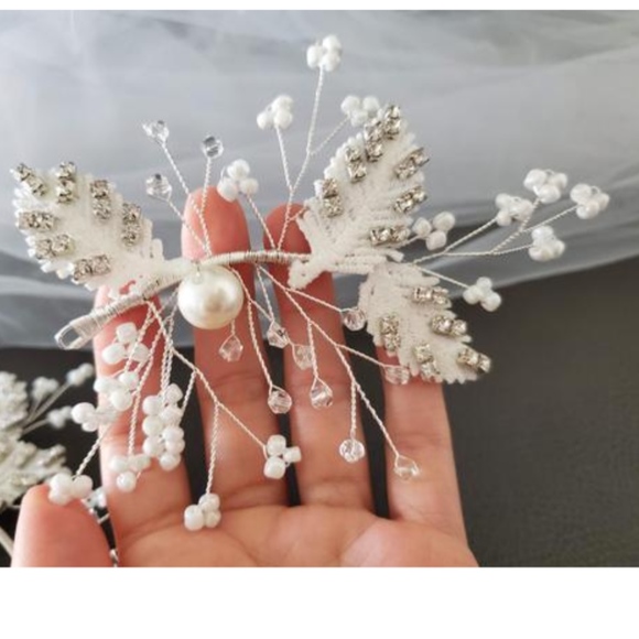 2pcs Set Large bridal hair floral flower headpiece